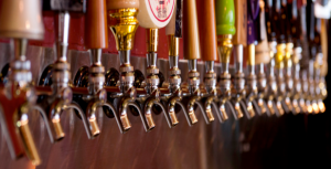 A row of beer taps
